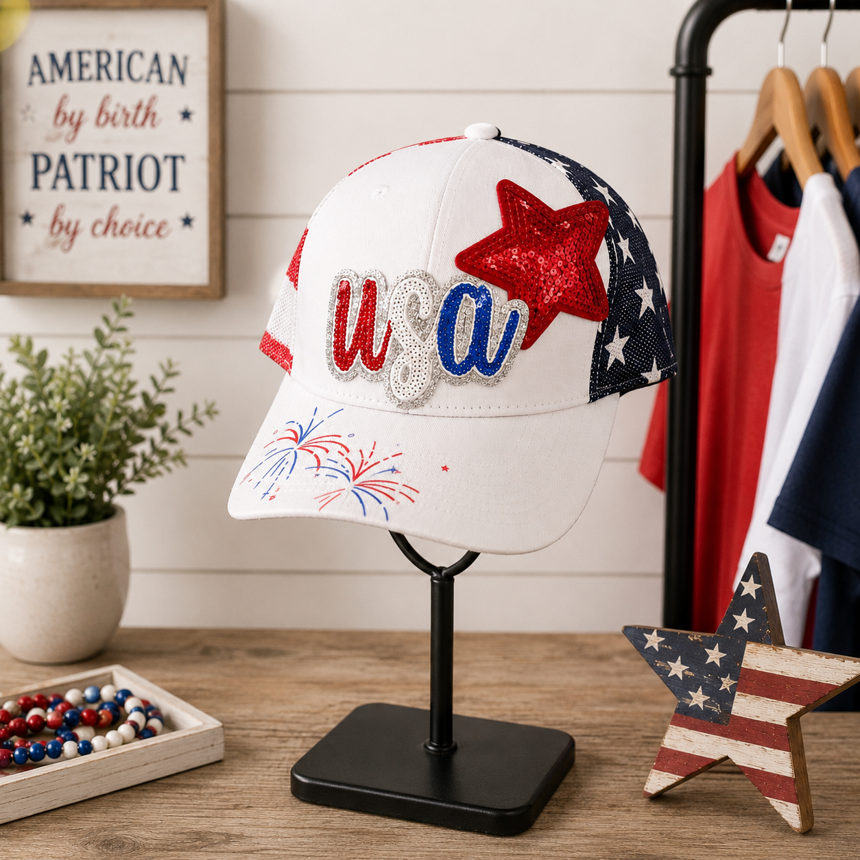USA Patriotic Sequin Trucker Hat