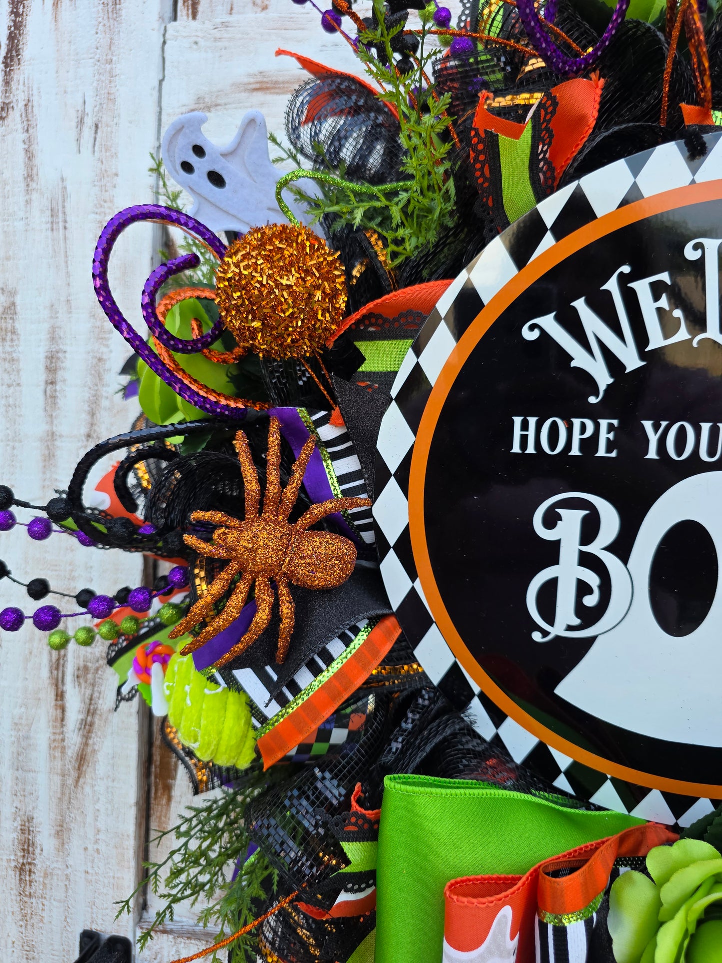 Halloween wreath, Ghost wreath
Welcome Halloween décor, Trick or Treat wreath, Spooky door décor, Boo sign wreath