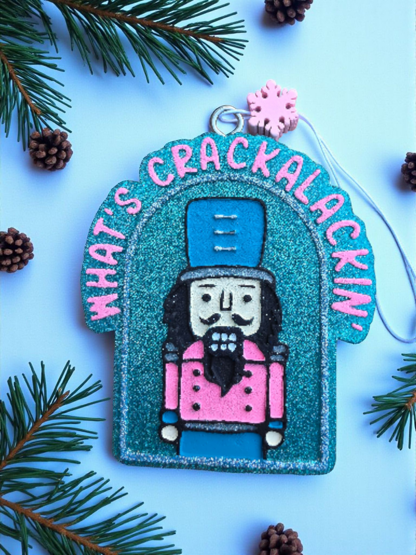 What’s Crackalackin’ Nutcracker Car Freshie – Scent: Butt Naked 🎄✨