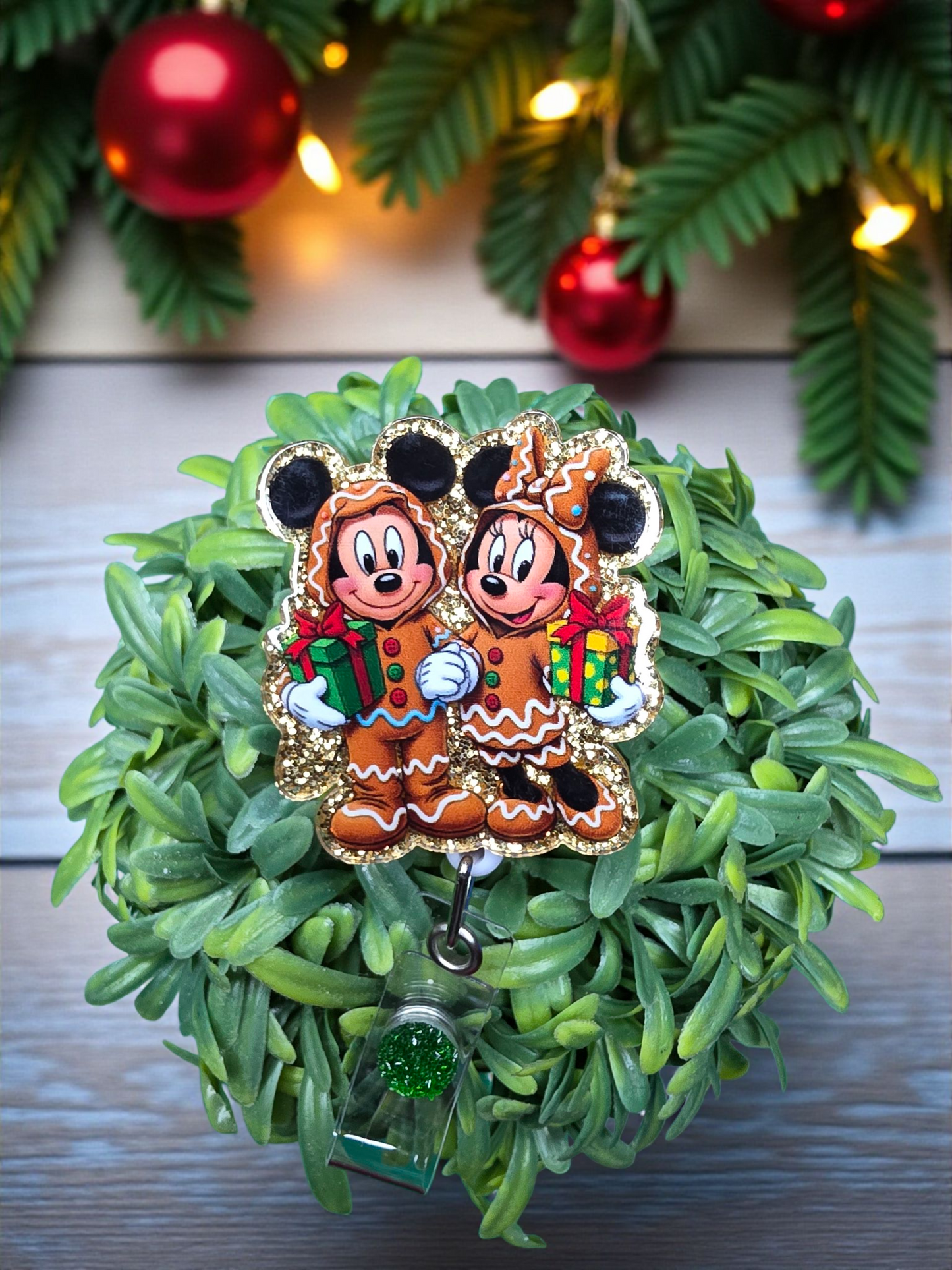 Gingerbread Holiday Duo Badge Reel | Christmas Themed ID Holder