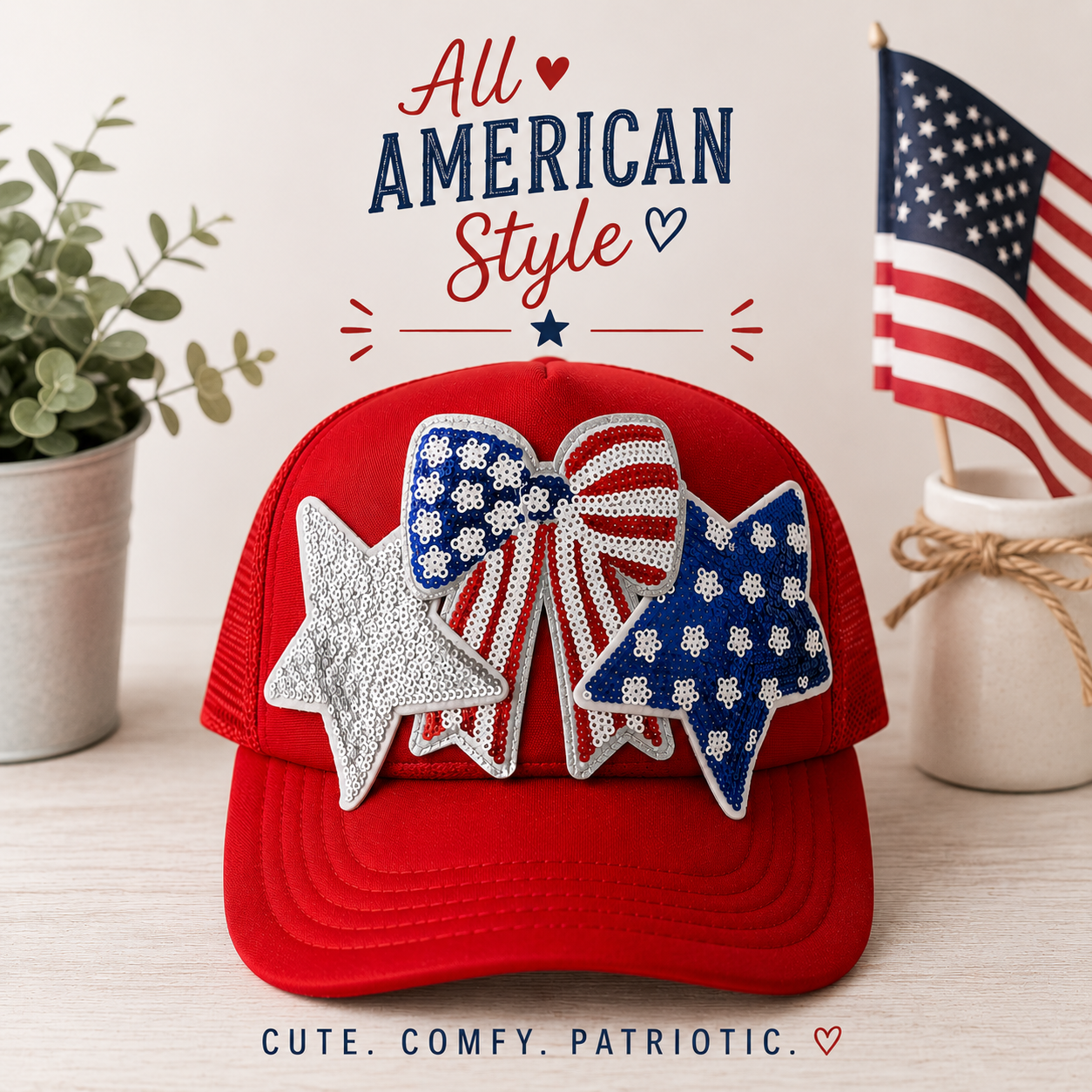 USA Patriotic Sequin Trucker Hat