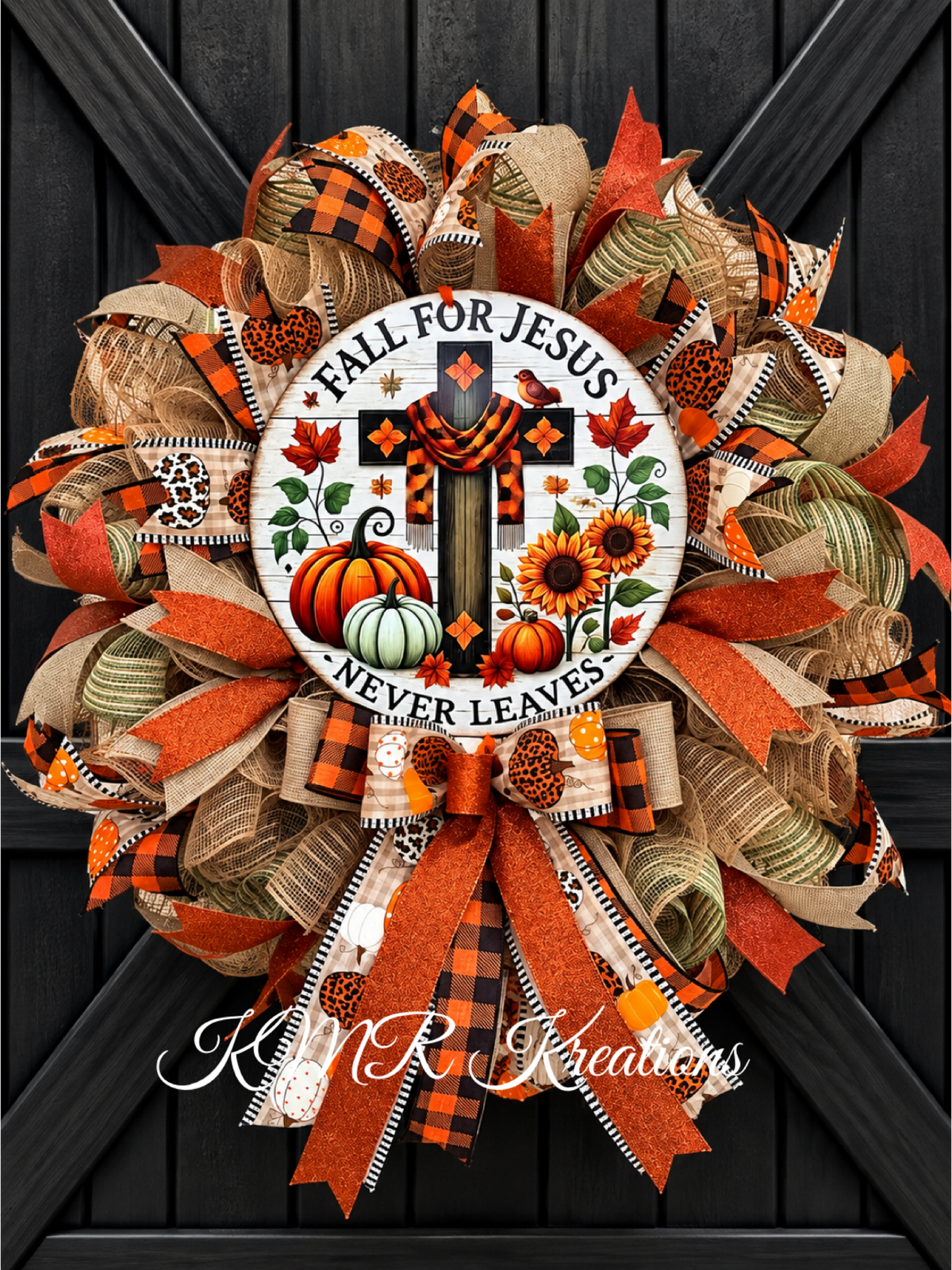 Fall for Jesus Never Leaves Wreath
