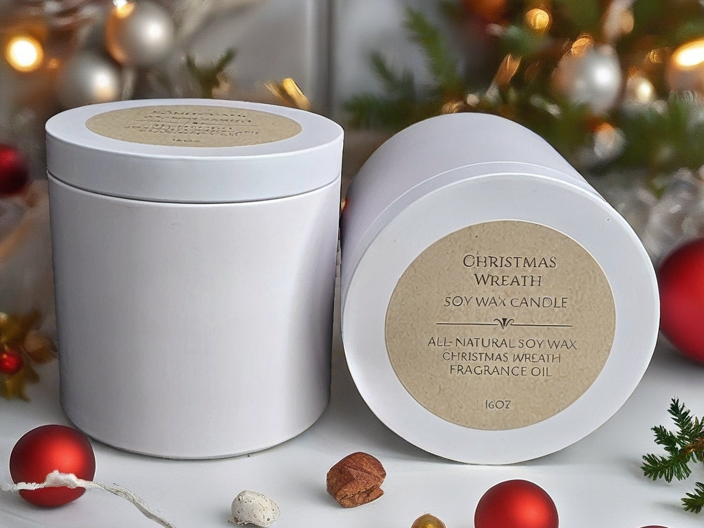 Christmas Wreath Soy Wax Candle – 16oz