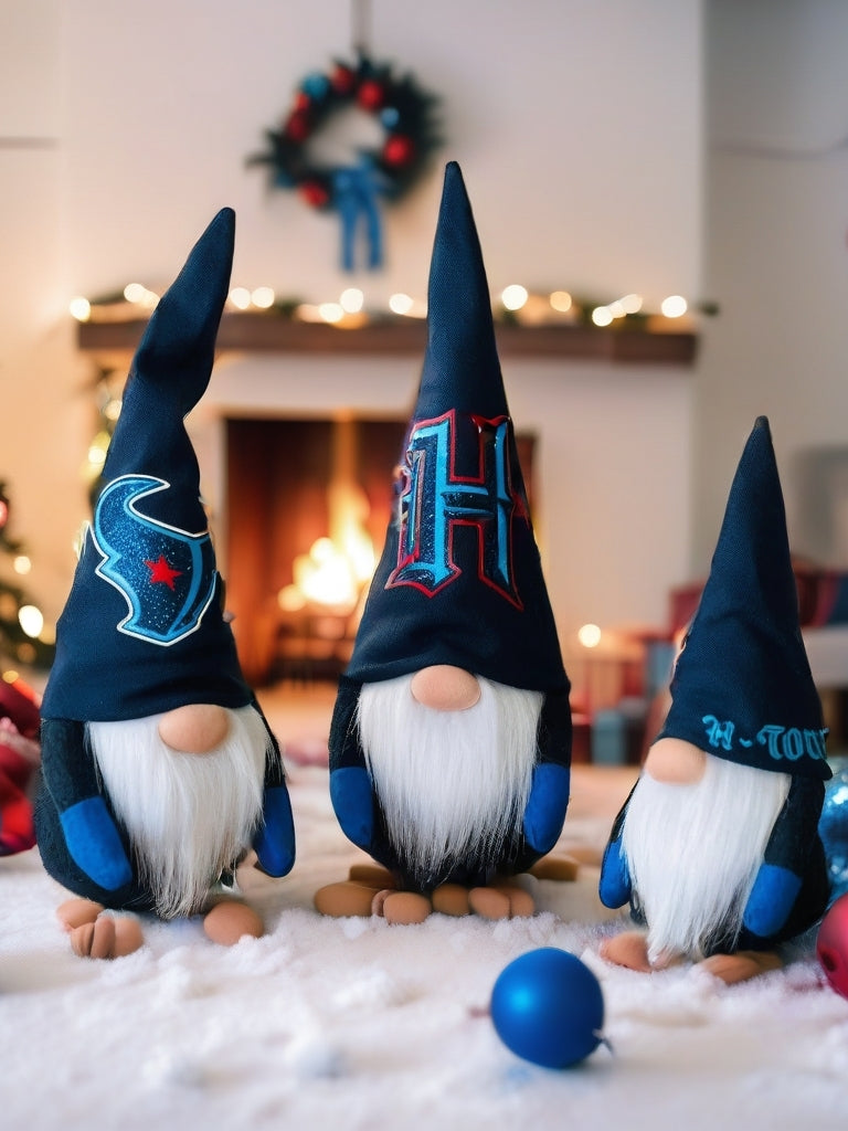 Houston-Inspired Holiday Gnome Trio – Festive Shelf Sitters (Set of 3)