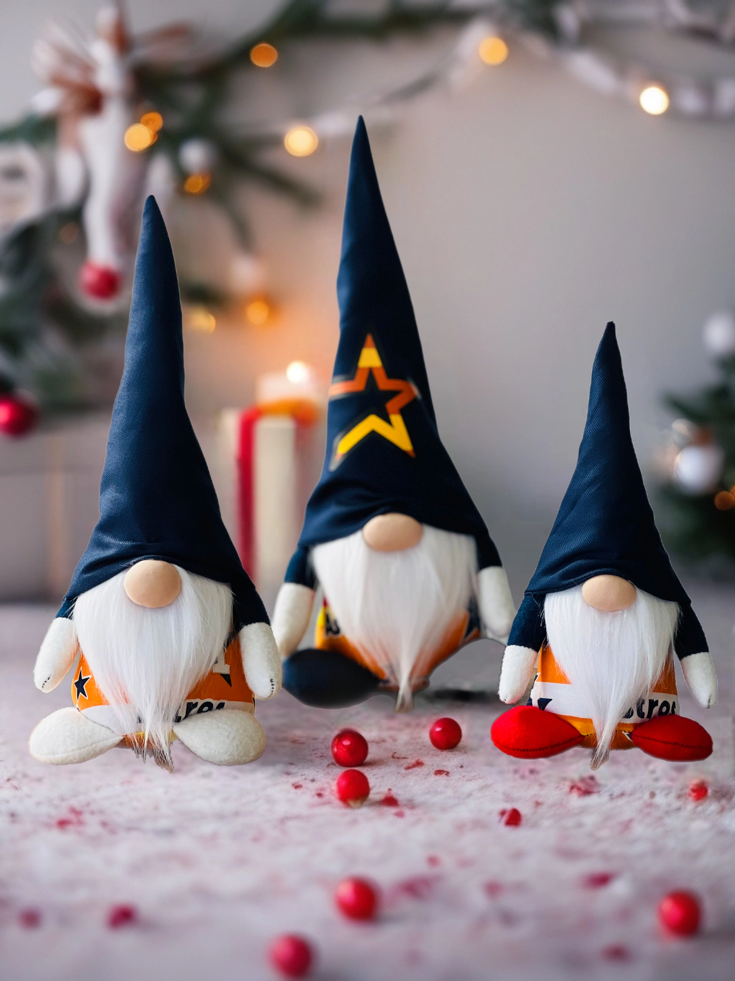 Astros Inspired Gnome Trio Set – Baseball Home Décor