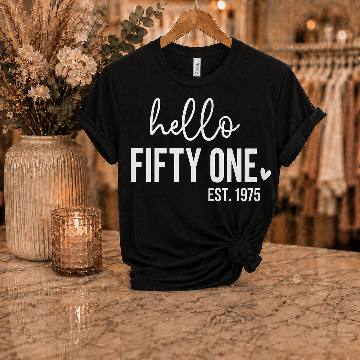 Hello Fifty One Birthday Tee – Black