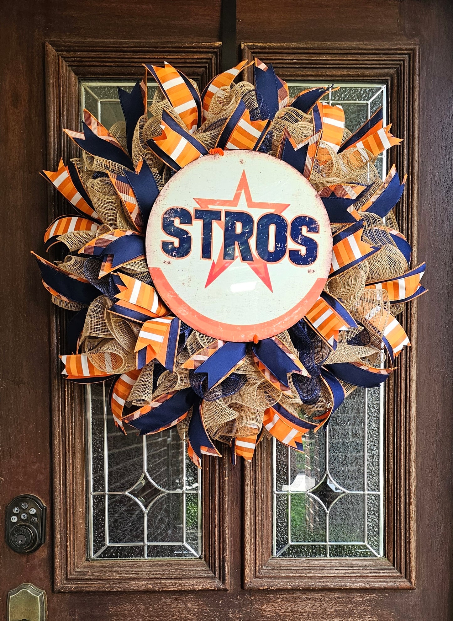 Houston Stros Baseball Wreath, Game Day Door Decor, Front Door wreath, Baseball Wreath