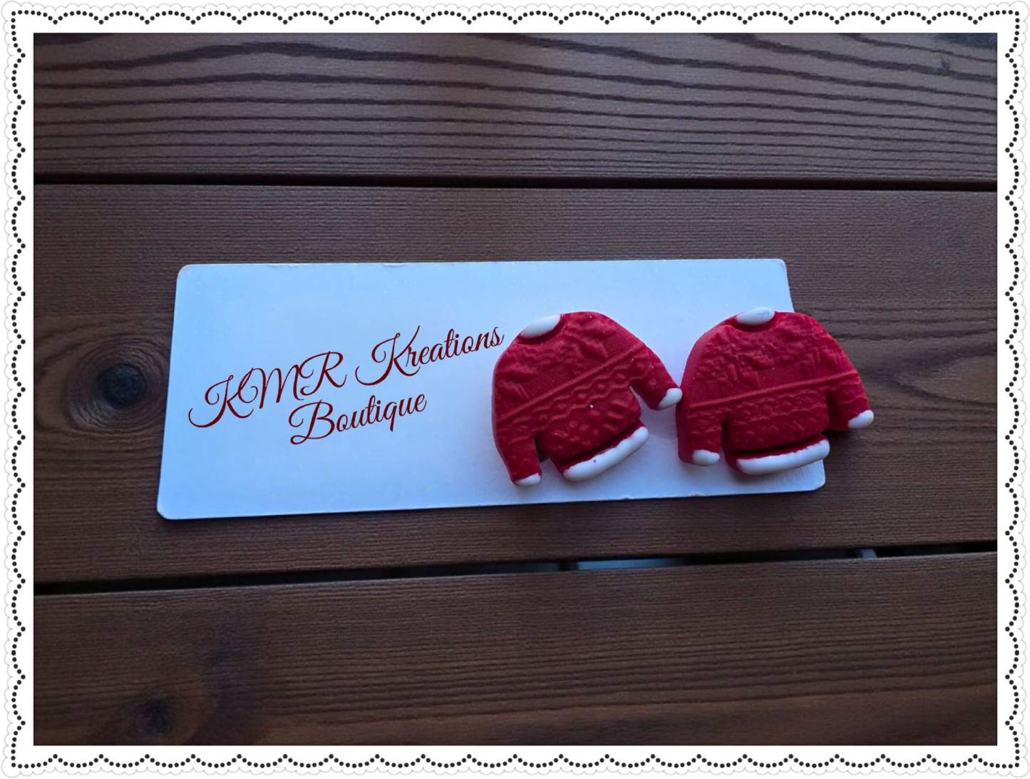 Clay Christmas Sweater Stud Earrings