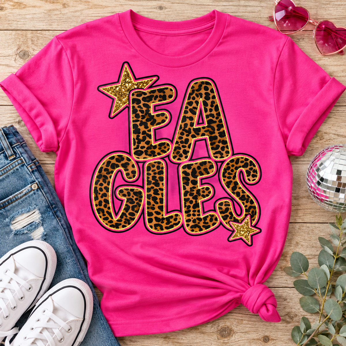 Leopard Print EAGLES Graphic Tee