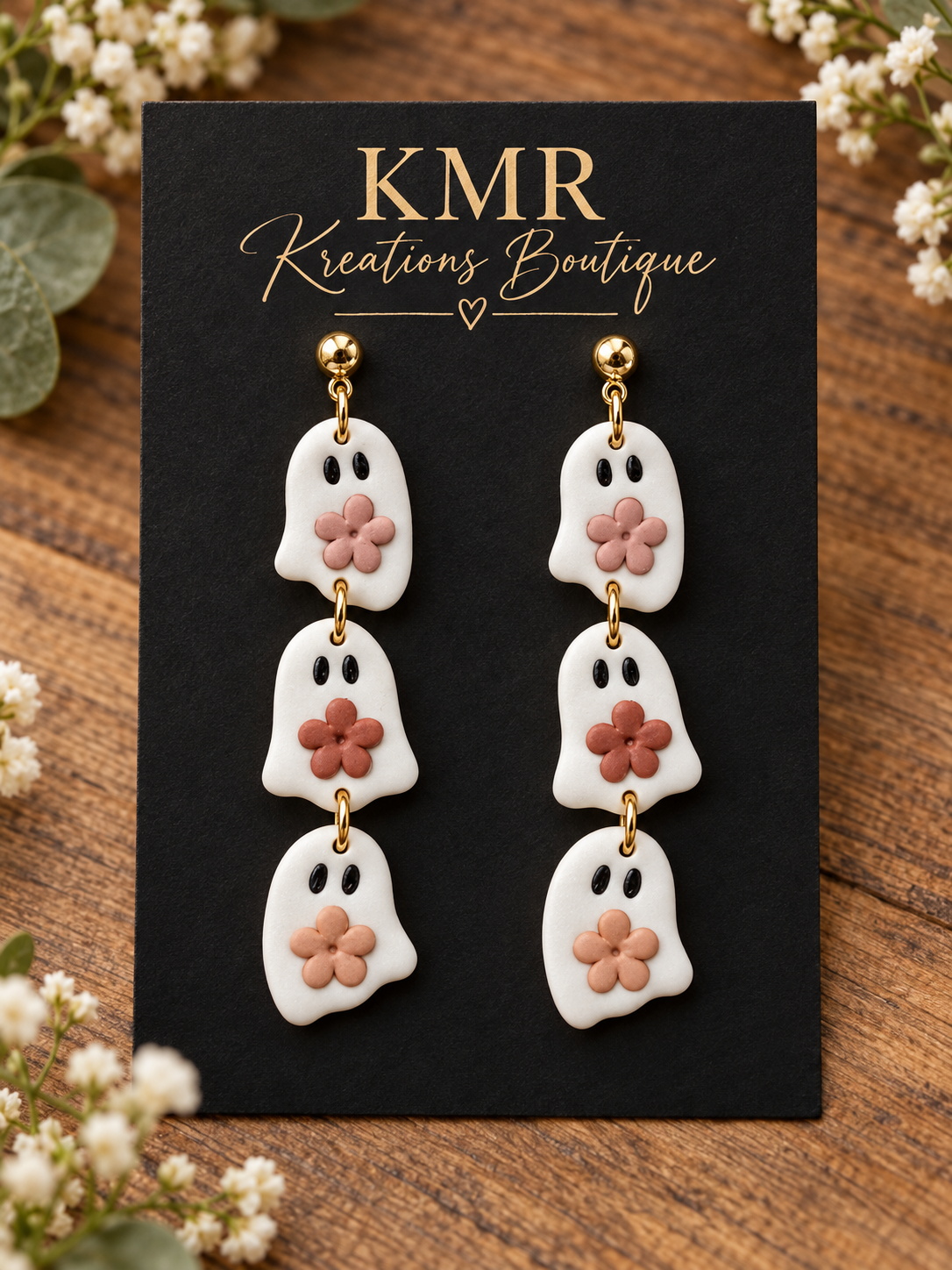 Floral Ghost Dangle Earrings