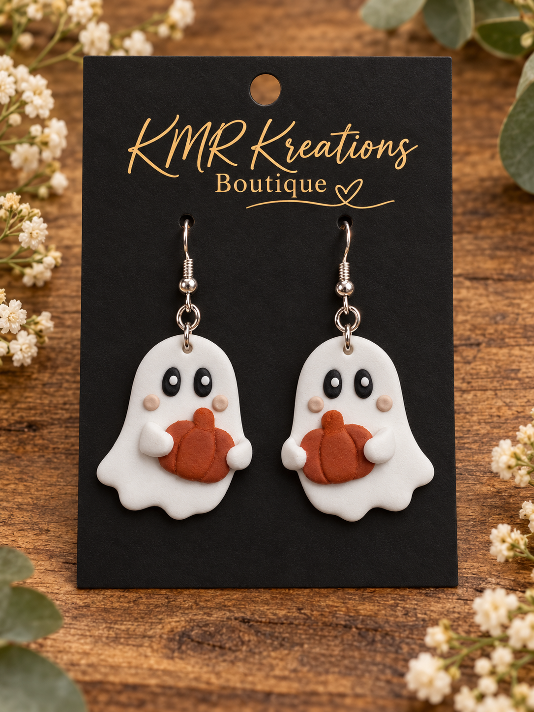 Pumpkin-Hugging Ghost Earrings
