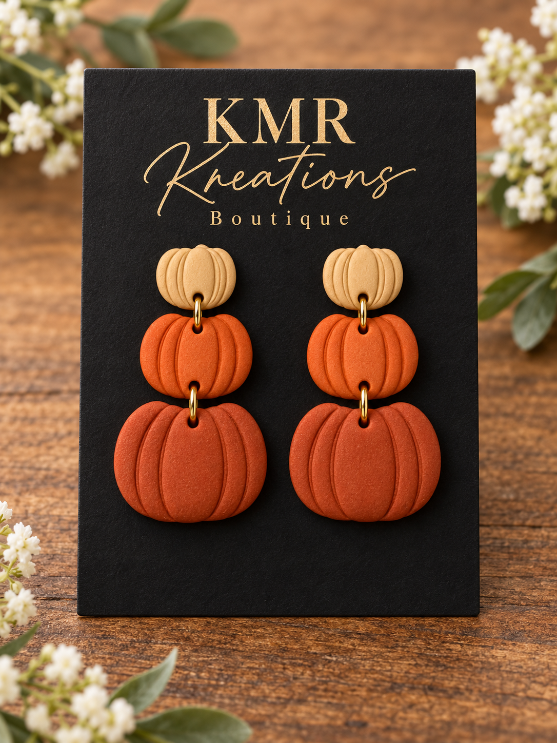 Stacked Pumpkin Dangle Earrings