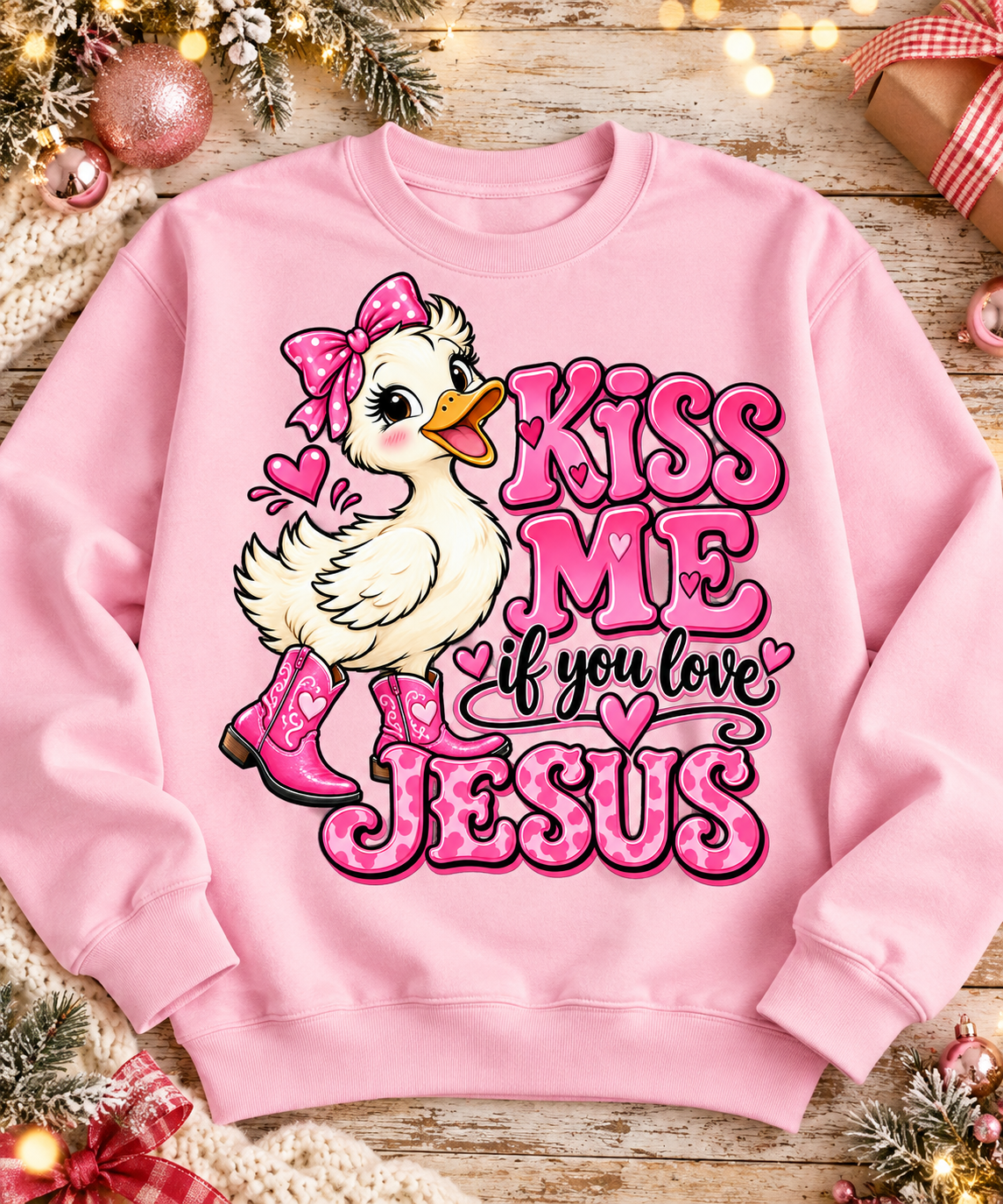Kiss Me If You Love Jesus Duck Sweatshirt