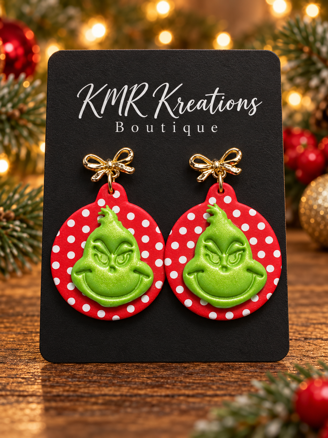 Green Holiday Mischief Ornament Earrings