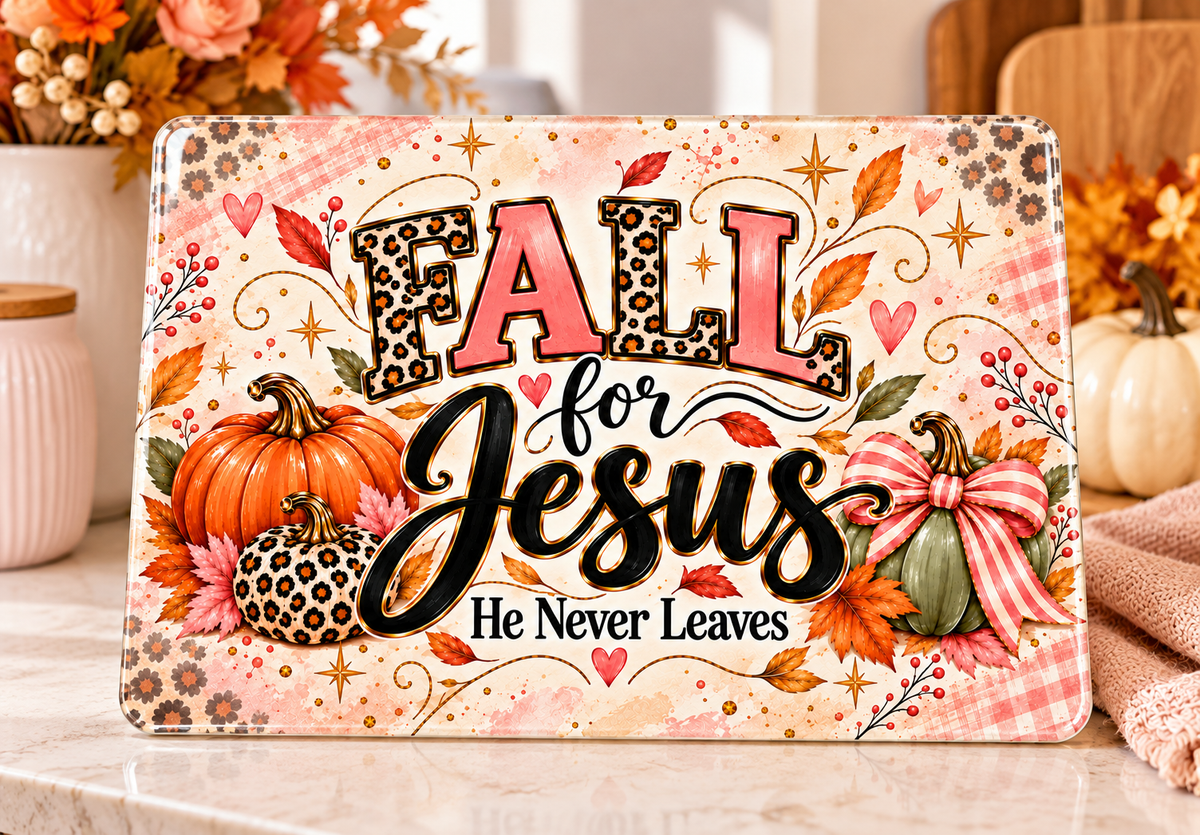 Fall for Jesus Sublimated Glass Cutting Board
