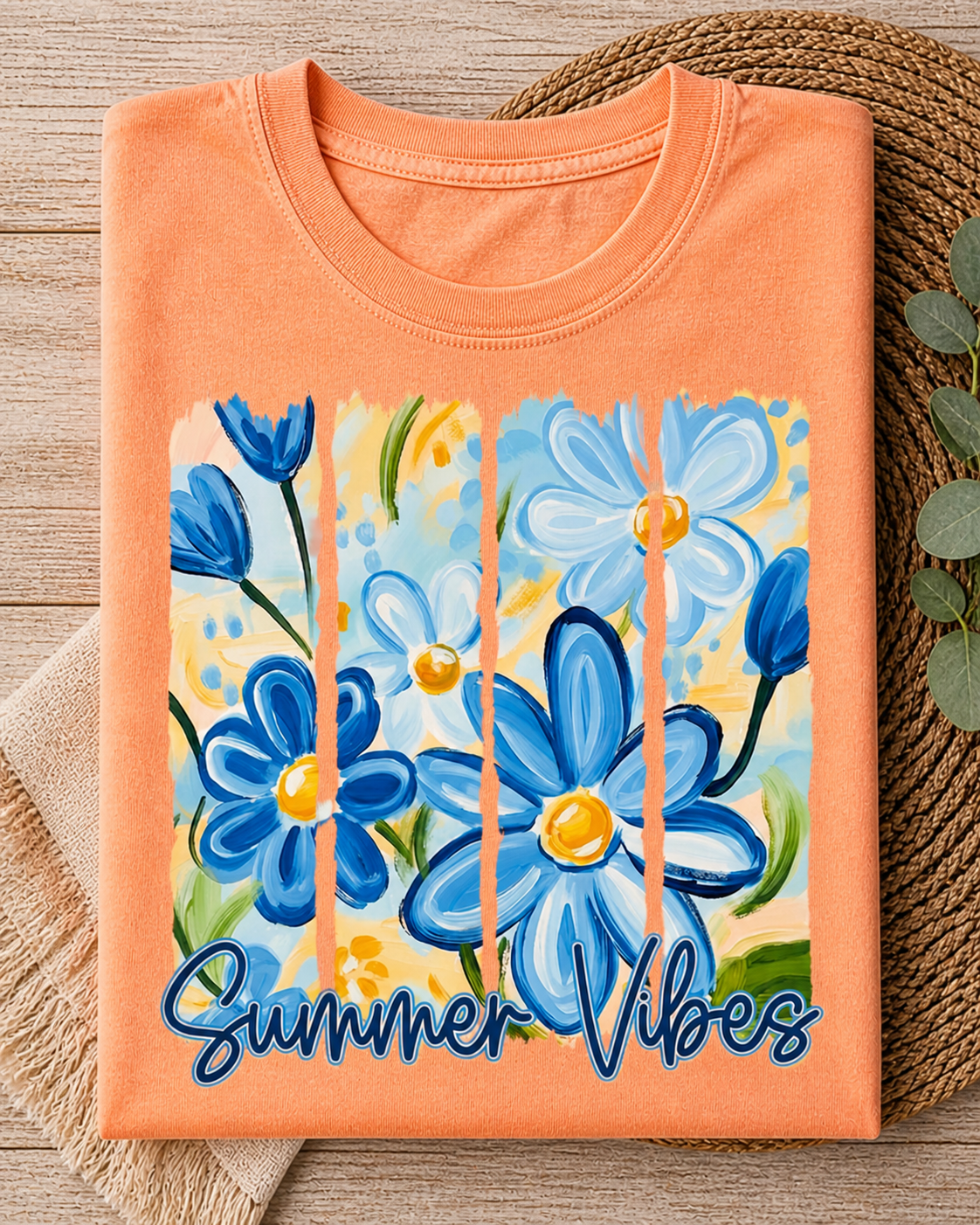 Summer Vibes Floral Graphic Tee β Light Orange Boutique Shirt
