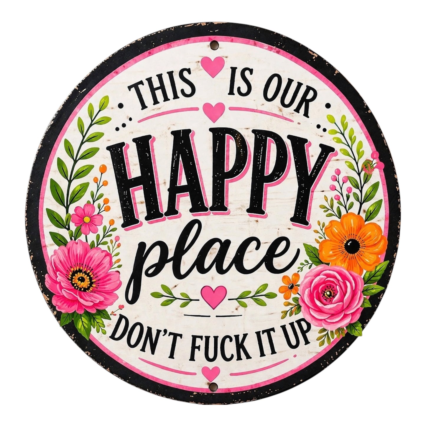 “This Is Our Happy Place” Funny Welcome Wreath - Regina