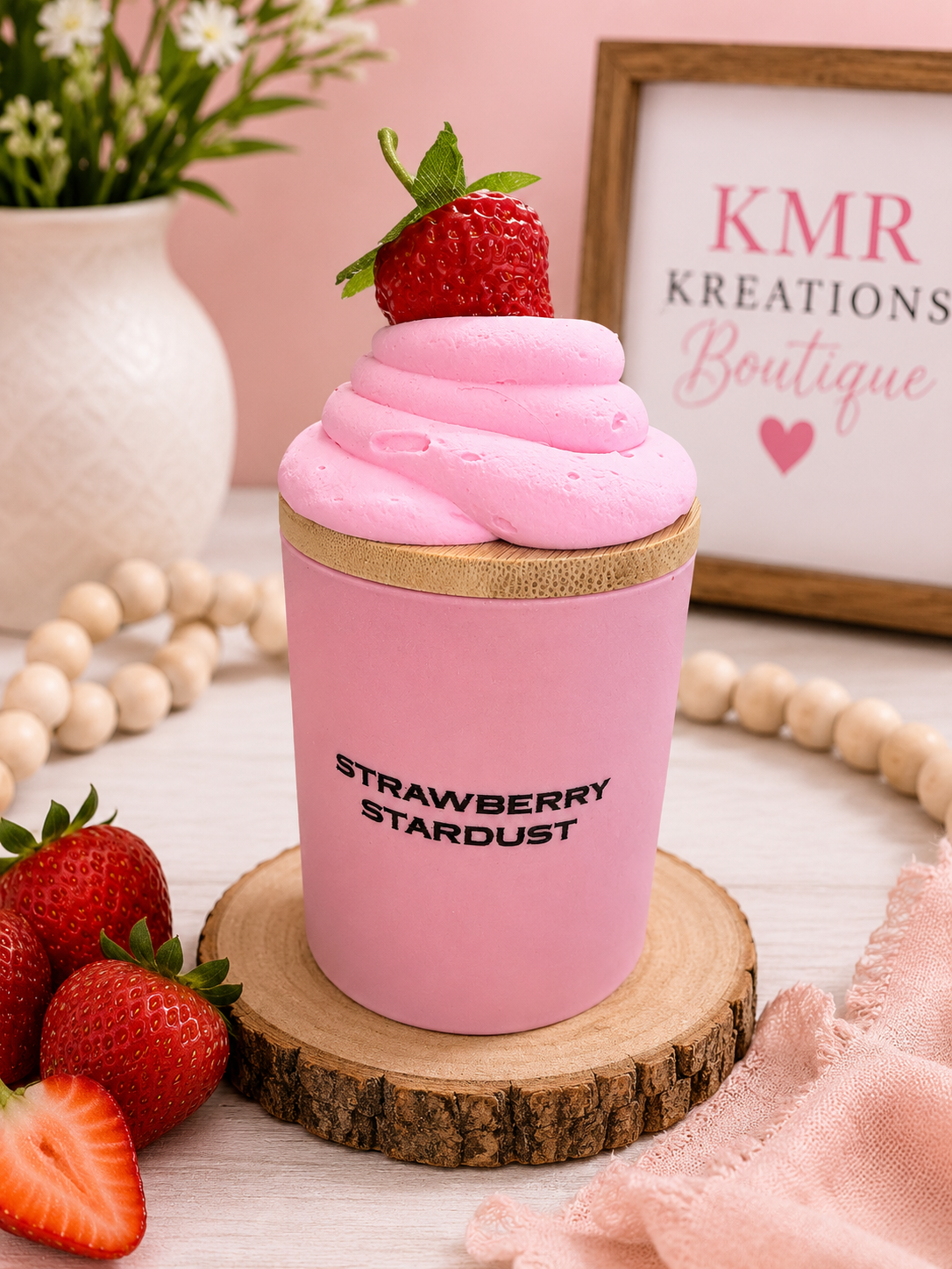 Strawberry Stardust Dessert Candle