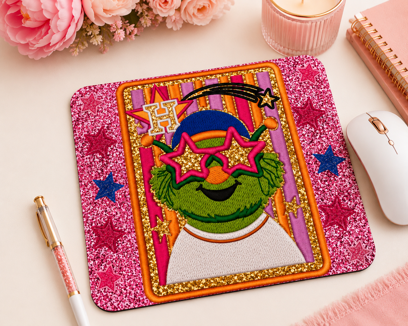 Astros Pink Glitter Mouse Pad