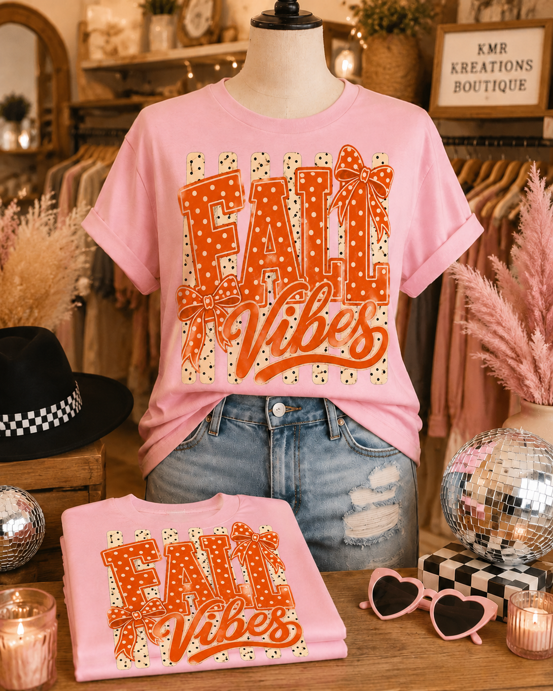 PINK FALL VIBES GRAPHIC TEE