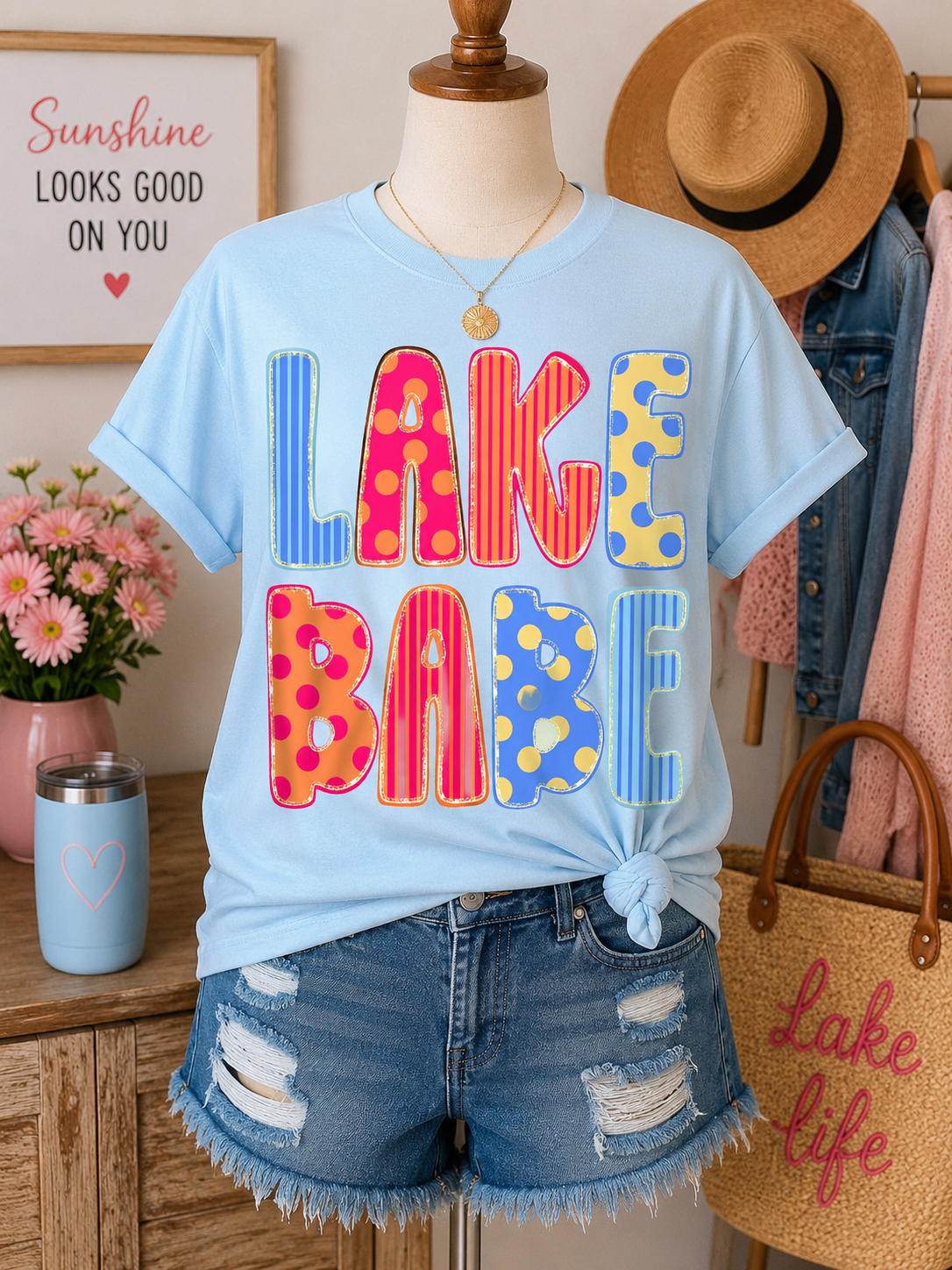 Lake Babe Graphic Tee – Light Blue