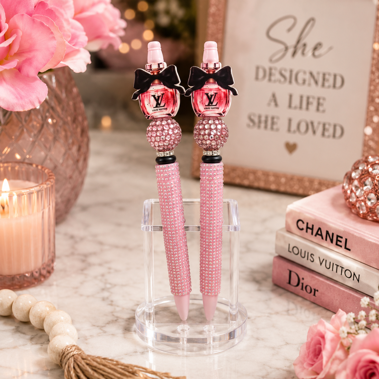 β¨π Glam Perfume Beaded Pen Set πβ¨