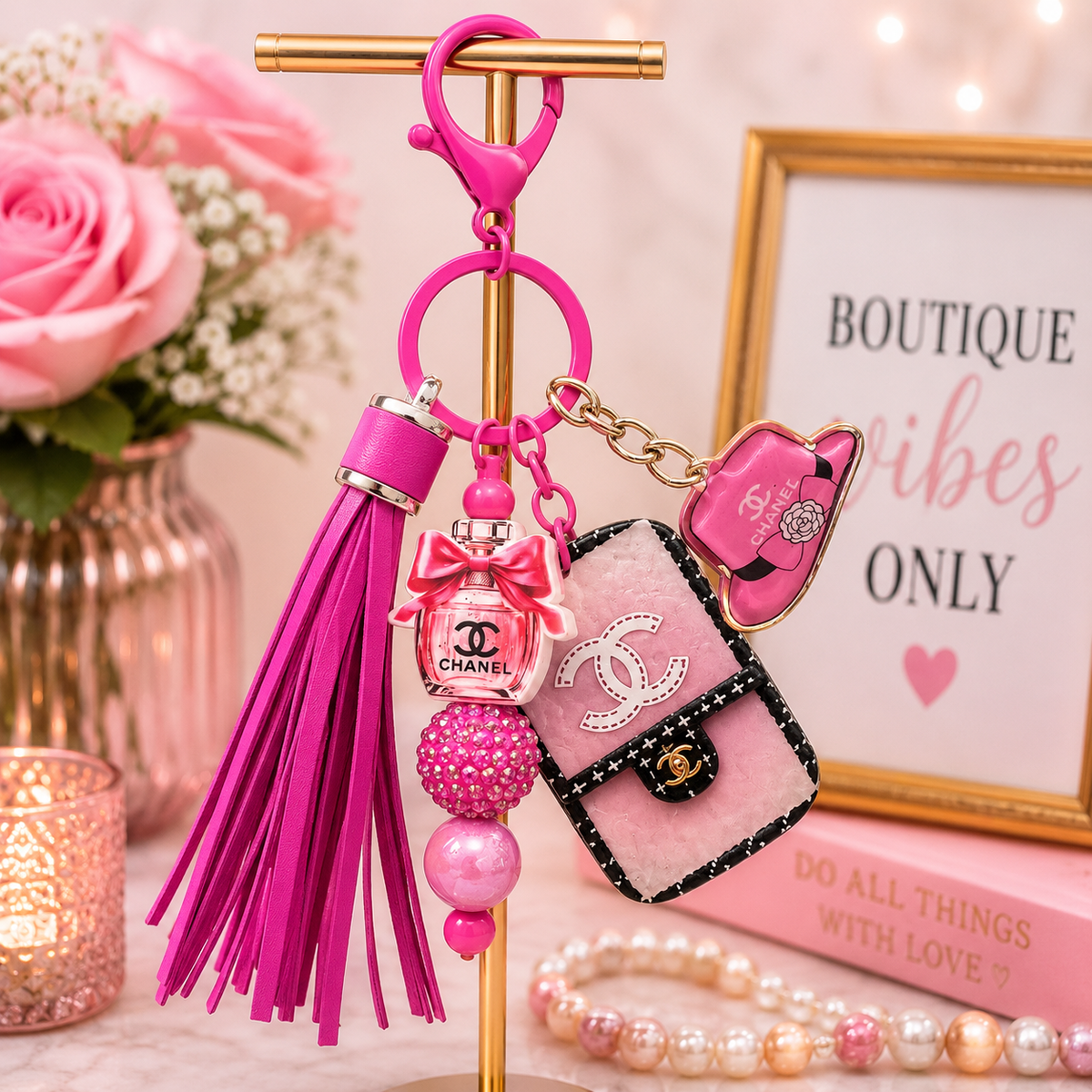 Pink Glam Keychain Charm
