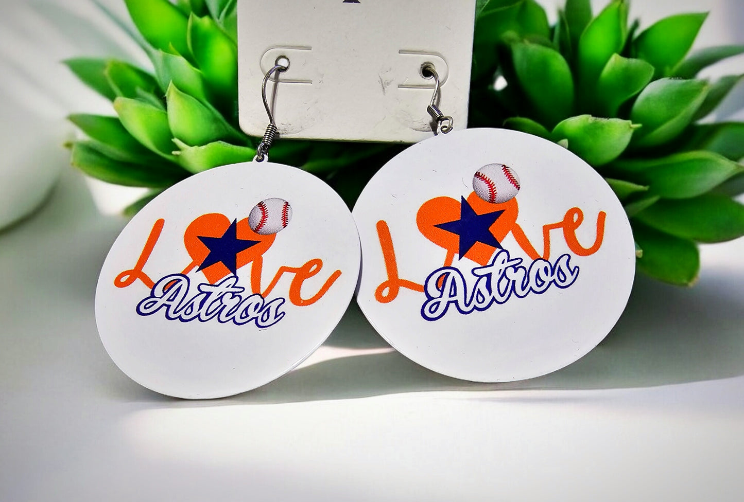 Astros Inspired Earrings - Dangle Earrings - Baseball Fans - Baseball Earrings - Baseball Lover-