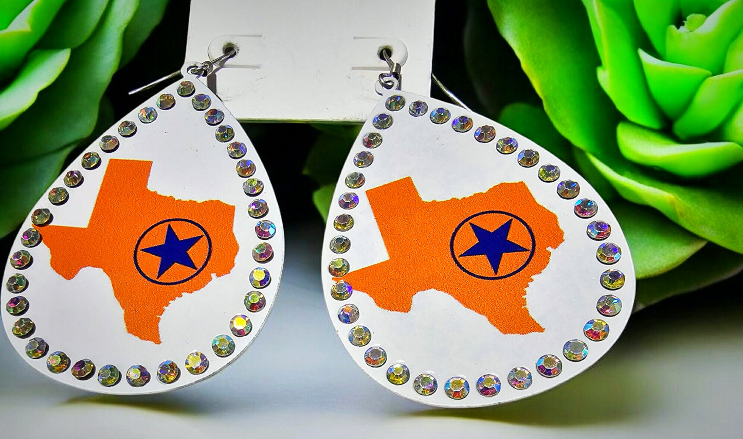 Astros Inspired Earrings - Dangle Earrings - Baseball Fans - Baseball Earrings - Baseball Lover-