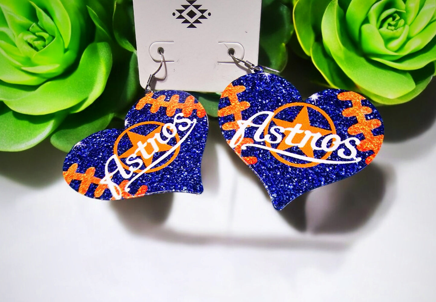 Astros Inspired Earrings - Dangle Earrings - Baseball Fans - Baseball Earrings - Baseball Lover-