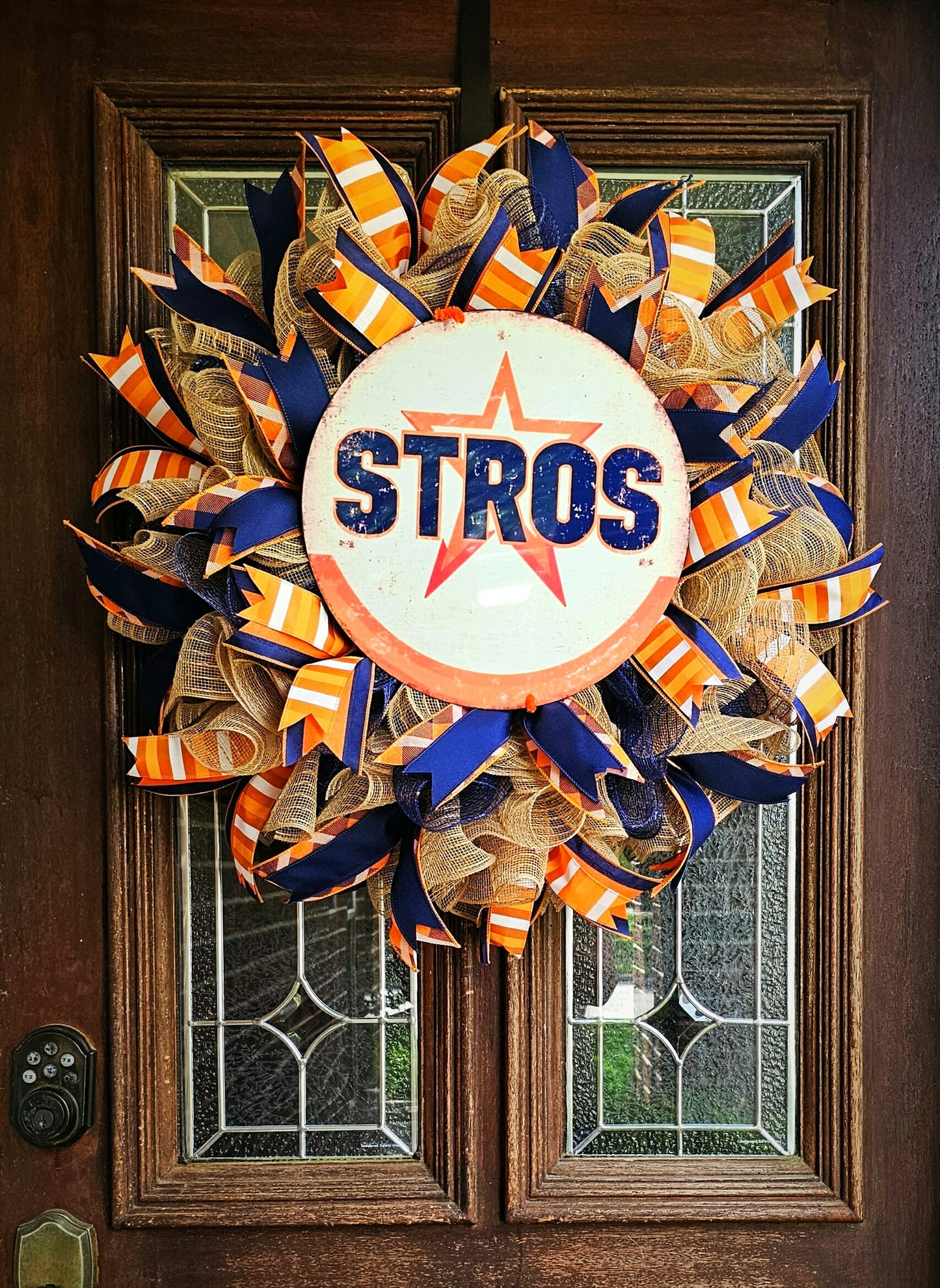 Houston Stros Baseball Wreath, Game Day Door Decor, Front Door wreath, Baseball Wreath