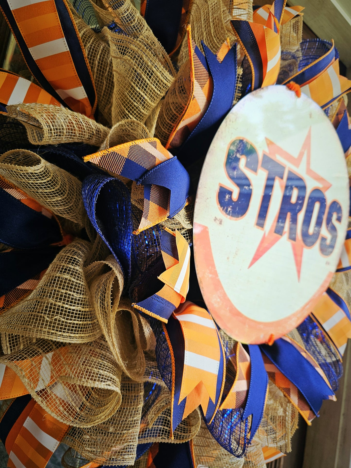 Houston Stros Baseball Wreath, Game Day Door Decor, Front Door wreath, Baseball Wreath