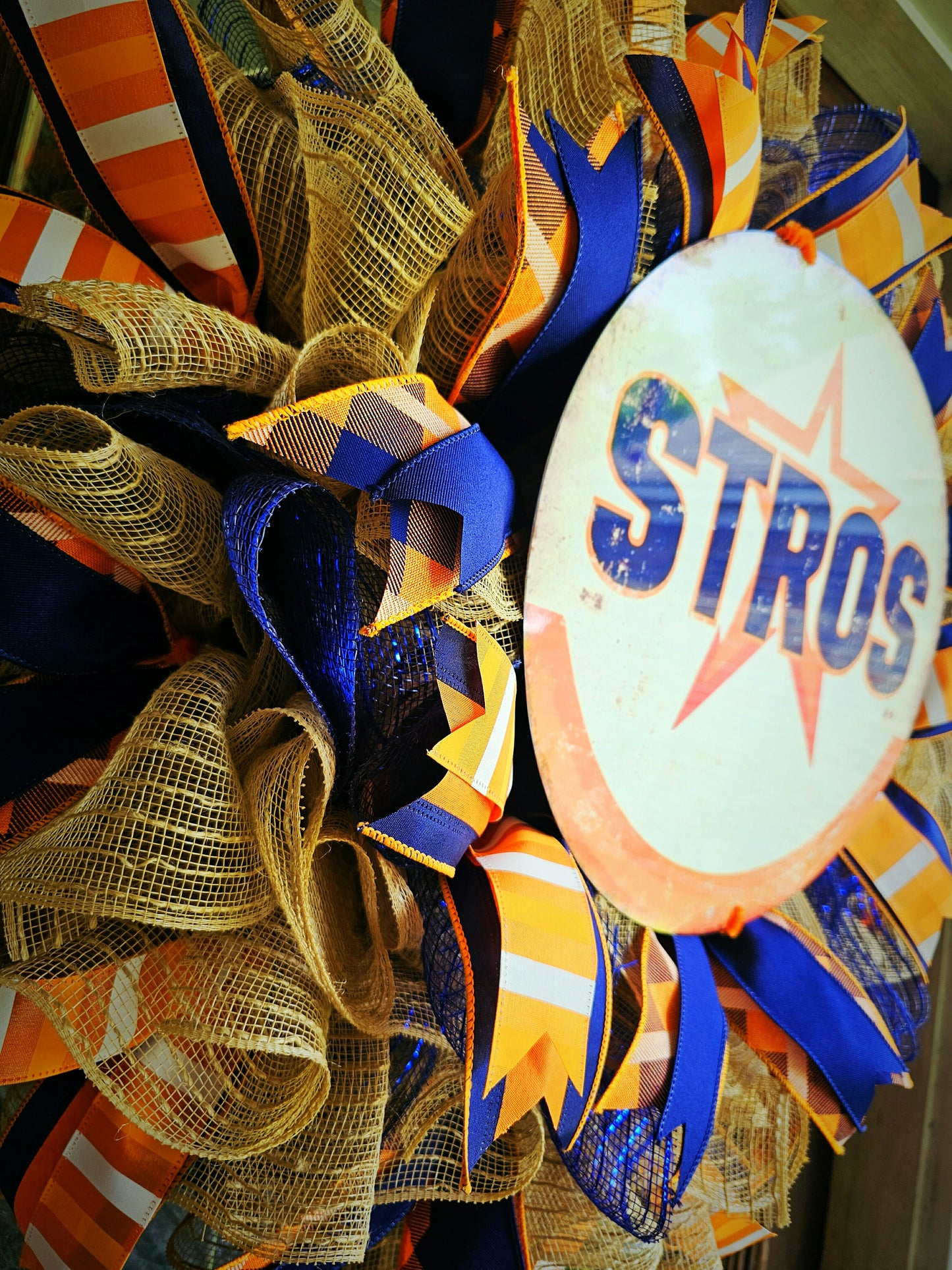 Houston Stros Baseball Wreath, Game Day Door Decor, Front Door wreath, Baseball Wreath