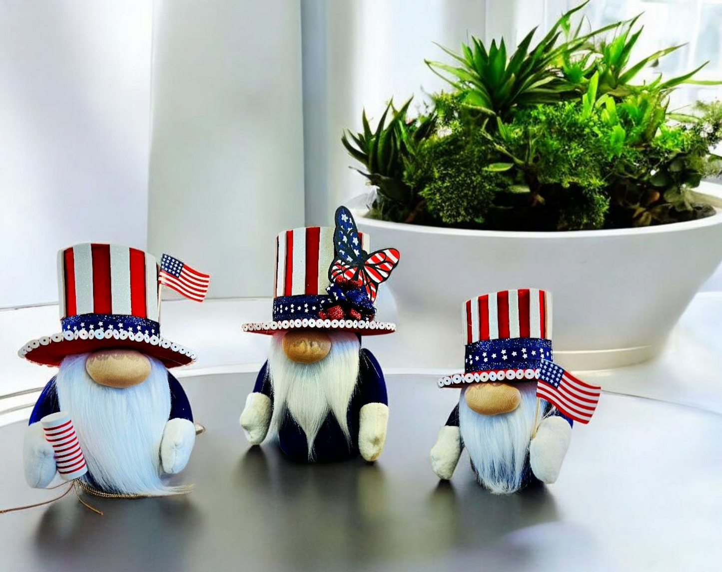 Patriotic Decor, Gnome Love, Patriotic Gnome Set, 4th Of July Decor, Red White And Cute, Handmade With Love, Tiered Tray Decor #SupportSmallBusiness