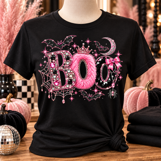 Pink Glam BOO Halloween Graphic Tee