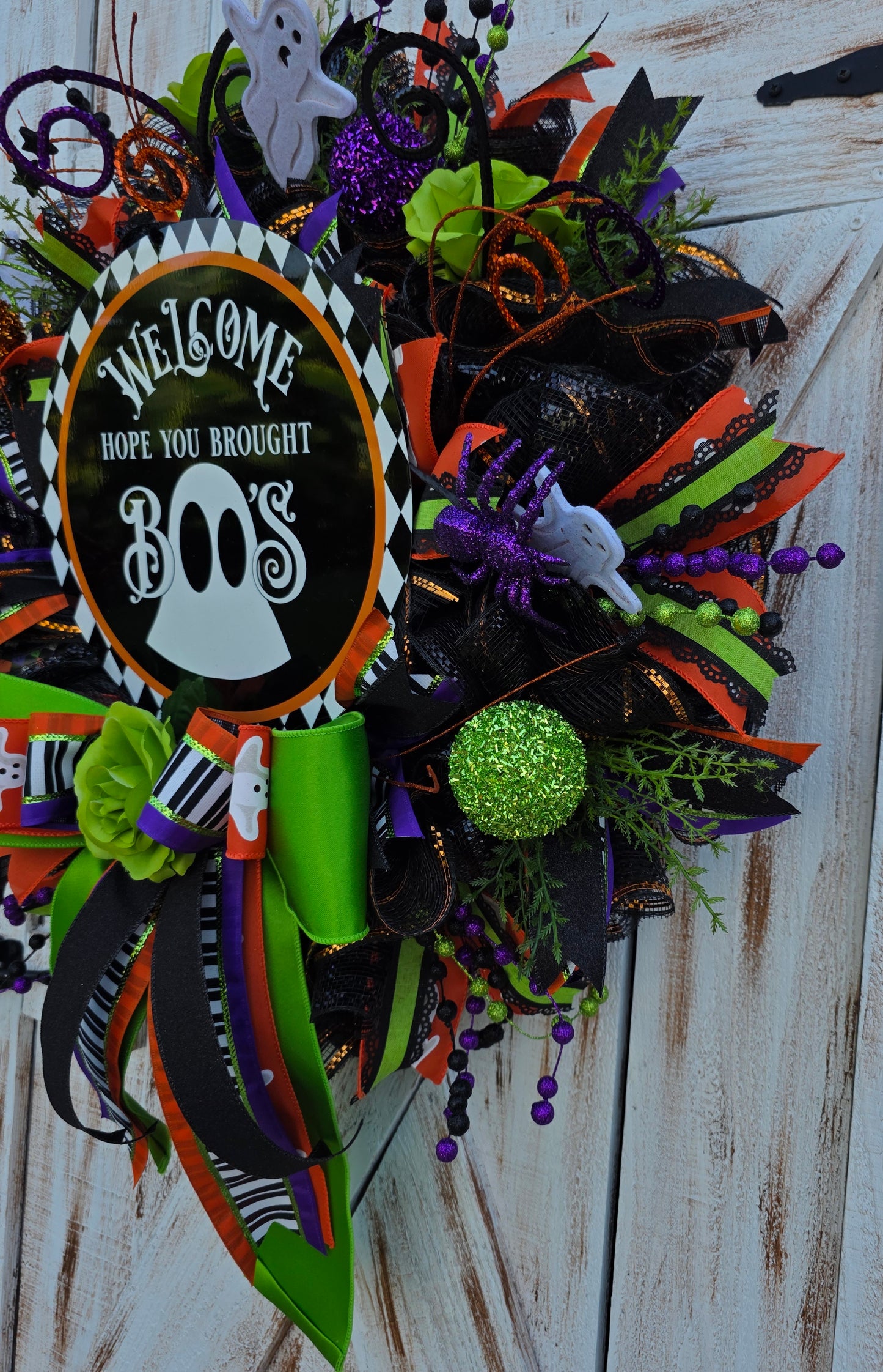 Halloween wreath, Ghost wreath
Welcome Halloween décor, Trick or Treat wreath, Spooky door décor, Boo sign wreath