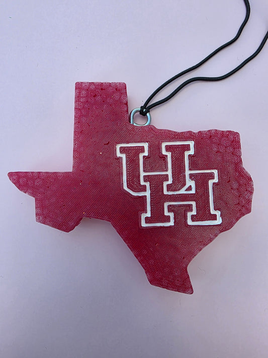 UH Cougars, University of Houston, Cougar Freshie, Strawberry Leather Scent Collegiate Car Freshie, Houston College Spirit, Game Day Freshie