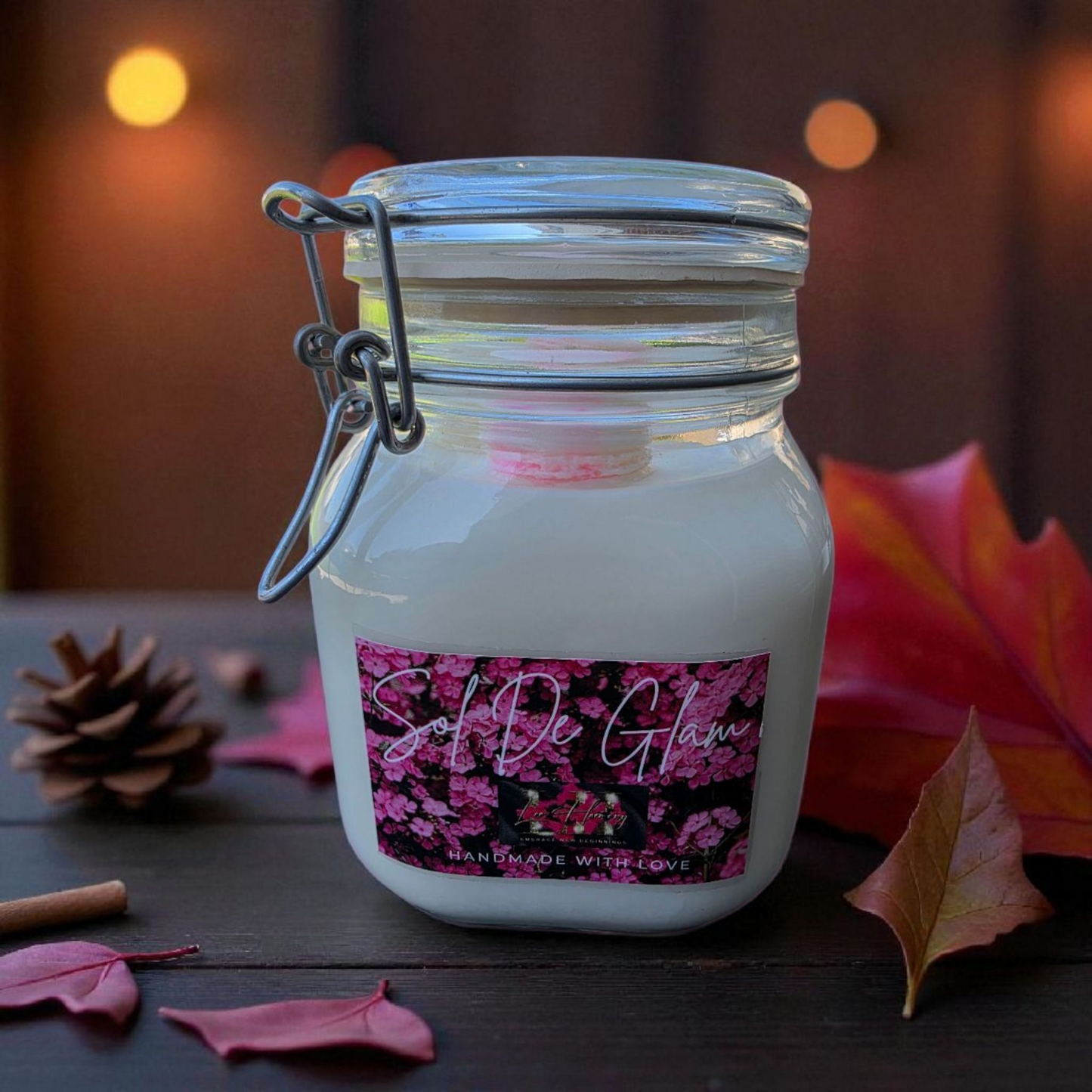 luxury candle, handmade candle, jar candle, home décor candle, gift candle, SOL DE GLAM, eco-friendly candle, boutique candle, aromatherapy candle, soy wax candle