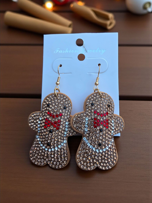 Sparkling Gingerbread Rhinestone Earrings