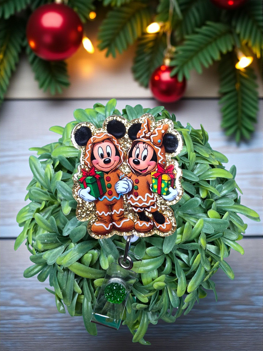 Gingerbread Holiday Duo Badge Reel | Christmas Themed ID Holder