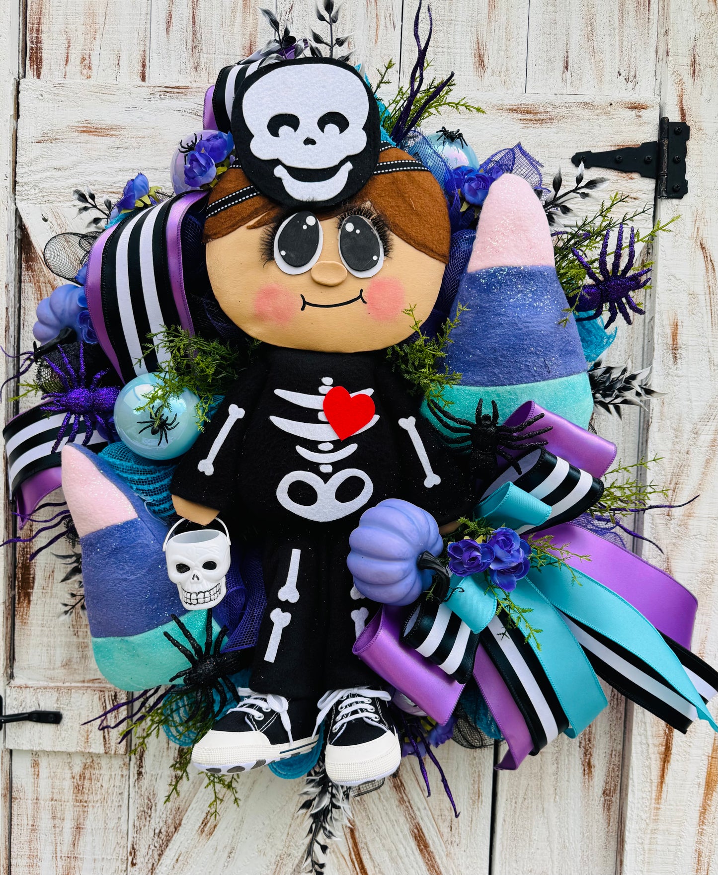 halloween wreath, candy corn wreath, halloween decor, spooky wreath, skeleton wreath, whimsical halloween, fall door decor, trick or treat wreath, handmade wreath, boy wreath, candycorn lover wreath