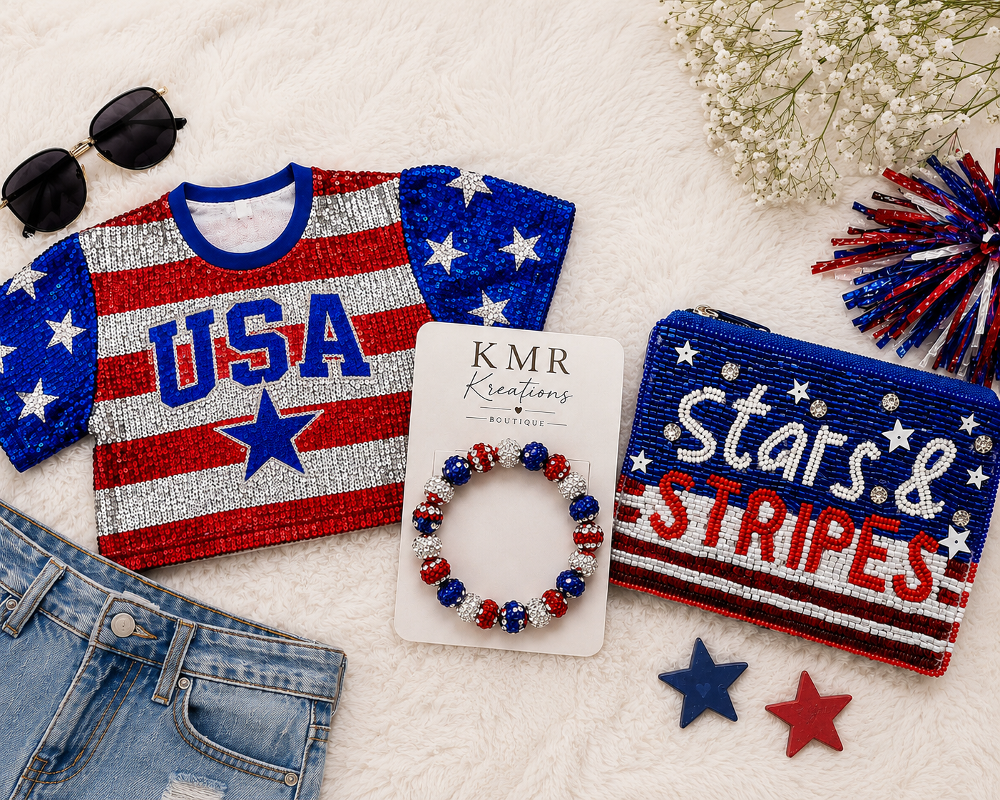 Patriotic Boutique Bundle – Sparkle in Red, White & Blue 🇺🇸✨