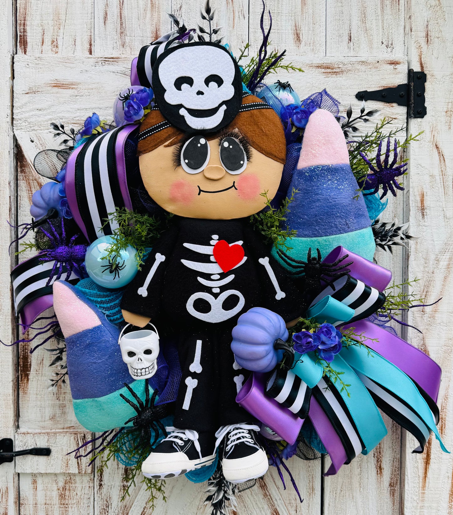 halloween wreath, candy corn wreath, halloween decor, spooky wreath, skeleton wreath, whimsical halloween, fall door decor, trick or treat wreath, handmade wreath, boy wreath, candycorn lover wreath