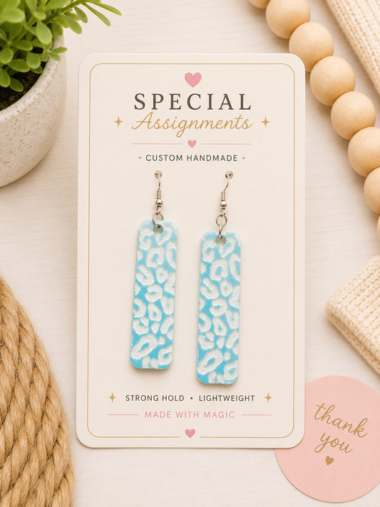 Aqua Leopard Print Dangle Earrings – Lightweight Statement Earrings