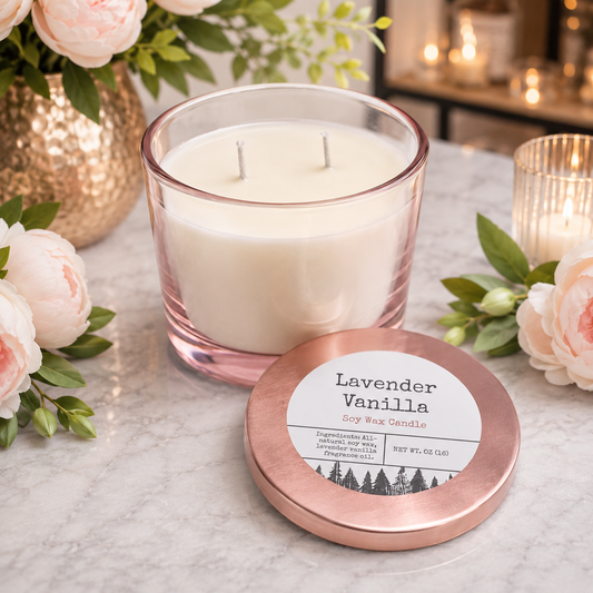 Lavender Vanilla Soy Wax Candle – 16 oz
