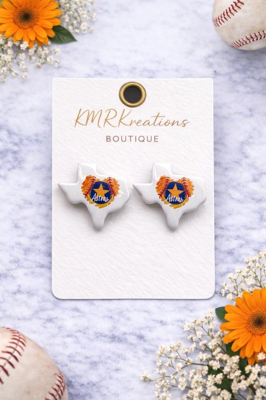 🤍⚾ Texas Baseball Star Stud Earrings