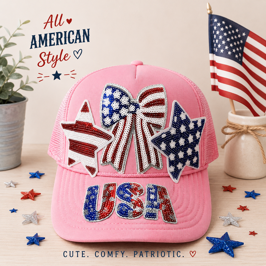 Patriotic Sequin Trucker Hat