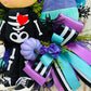 halloween wreath, candy corn wreath, halloween decor, spooky wreath, skeleton wreath, whimsical halloween, fall door decor, trick or treat wreath, handmade wreath, boy wreath, candycorn lover wreath