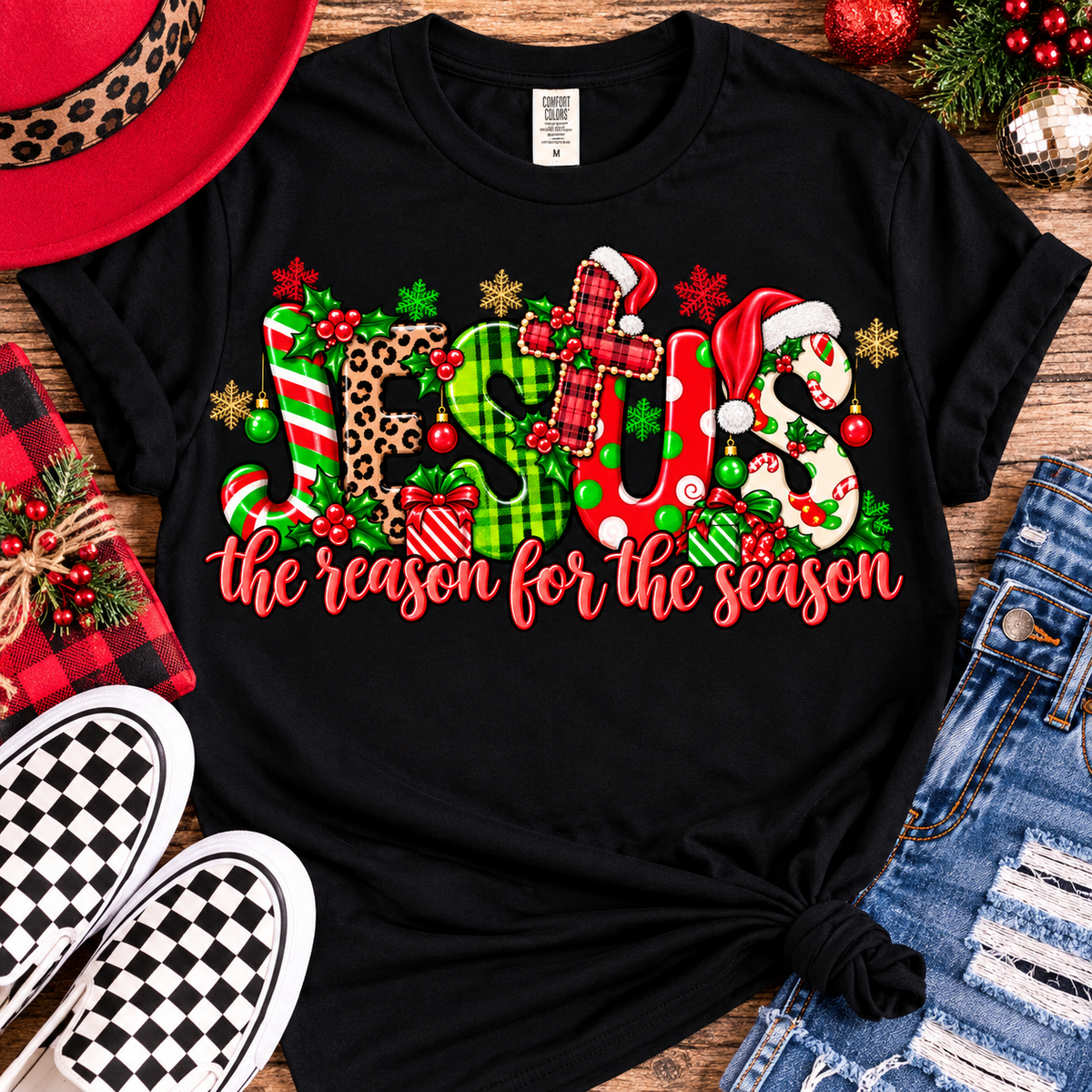 Jesus Is the Reason for the Season Christmas Tee – Black