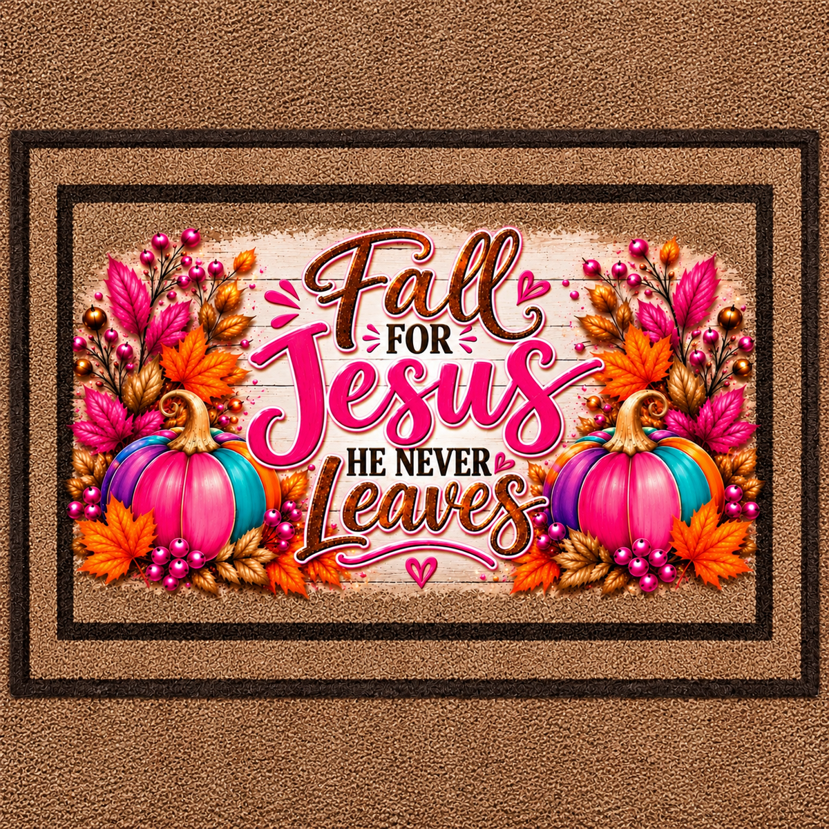 Fall for Jesus—He Never Leaves Faith-Inspired Doormat